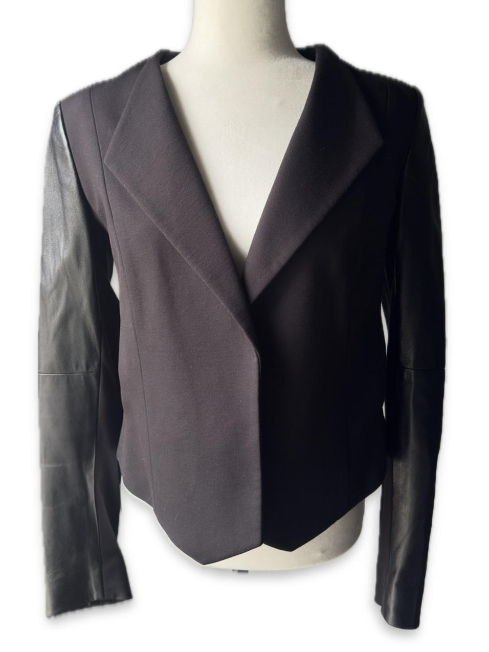 Theory Amada Lamb Leather Sleeve Blazer